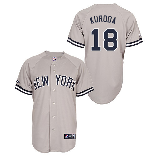 Hiroki Kuroda #18 Youth Baseball Jersey-New York Yankees Authentic Road Gray MLB Jersey - Click Image to Close